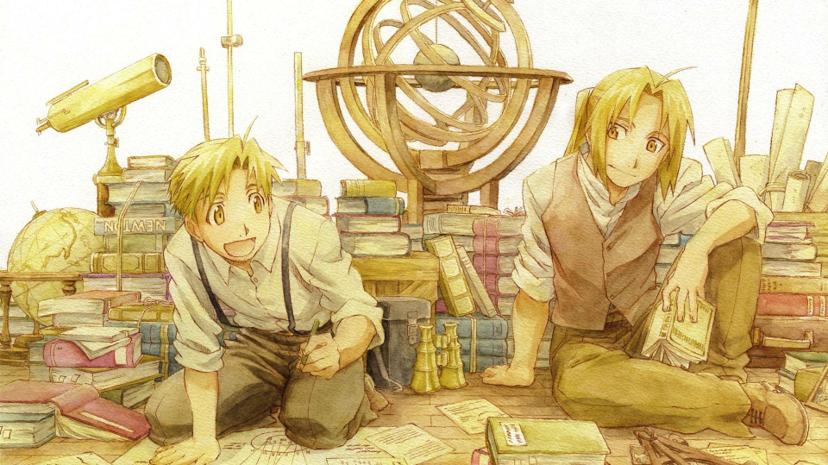 Fullmetal Alchemist Brotherhood Edward and Alphonse Elric with alchemy symbols